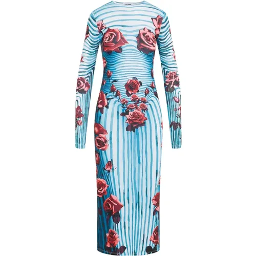 Blue Body Morphing Dress with Flower , female, Sizes: M, XS - Jean Paul Gaultier - Modalova
