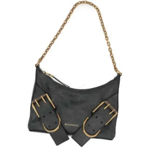 Vintage Schwarze Leder Umhängetasche mit Antikem Goldbeschlag,Shoulder Bags,Schwarze Taschen - Stilvolle Kollektion - Givenchy - Modalova