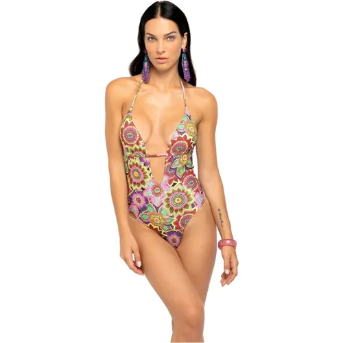 Tropischer Blumenstrauß Badeanzug , Damen, Größe: XL - 4Giveness - Modalova