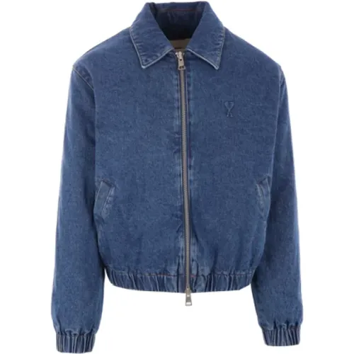 Blaue Gepolsterte Jeansjacke , Herren, Größe: L - Ami Paris - Modalova