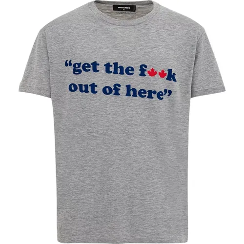 Baumwoll T-Shirt mit 'Get the f**k..' Print - Dsquared2 - Modalova