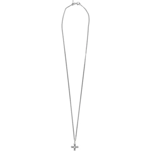 Silver Crest Necklace with Zirconia , unisex, Sizes: ONE SIZE - Emanuele Bicocchi - Modalova