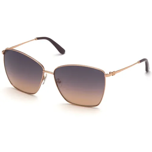 Goldene Gradienten Sonnenbrille,Stilvolle Sonnenbrille mit braunem Spiegelglas - Guess - Modalova