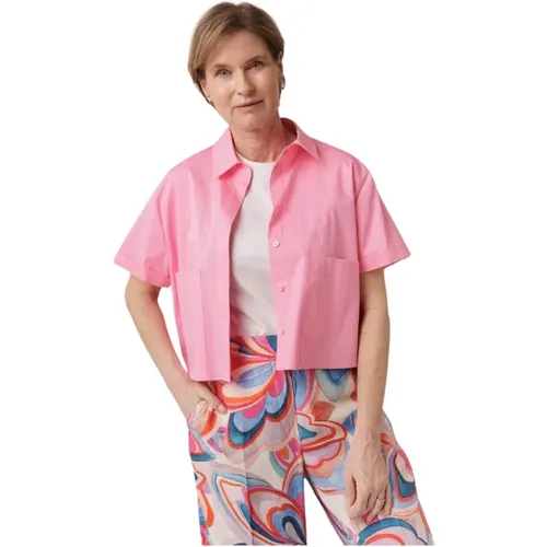 Rosa Bluse mit Kragen und Taschen , Damen, Größe: S - LUISA CERANO - Modalova