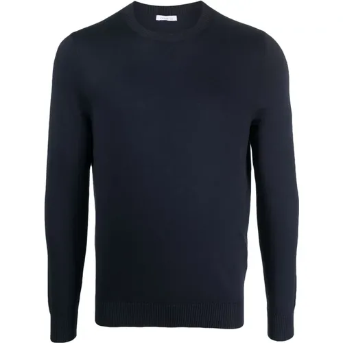 Navy Cotton Crew Neck Jumper , male, Sizes: S - Malo - Modalova