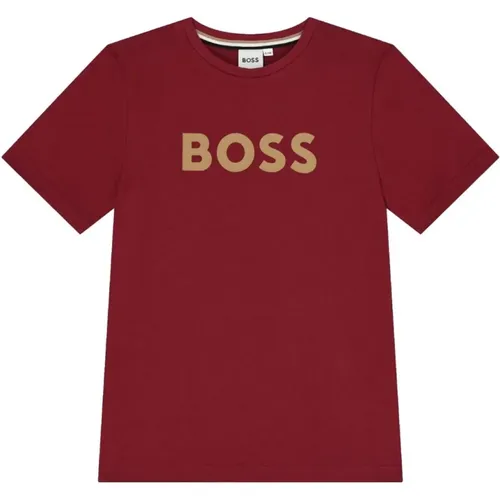 Burgunder Kurzarm Baumwoll T-Shirt - Hugo Boss - Modalova