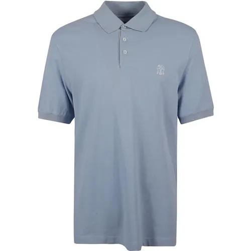 Cotton Polo Shirt with Logo Print , male, Sizes: L - BRUNELLO CUCINELLI - Modalova