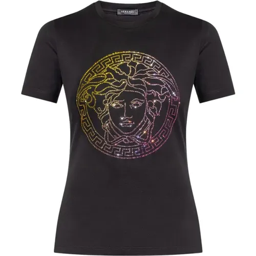 T-Shirt mit Medusa , Damen, Größe: 2XS - Versace - Modalova