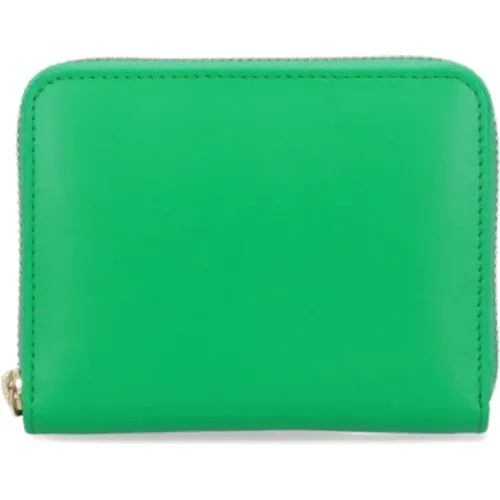 Grünes Leder-Reißverschluss-Portemonnaie mit Kartenfächern , unisex, Größe: ONE Size - Comme des Garçons - Modalova