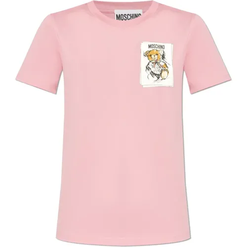 T-shirt with print , female, Sizes: S - Moschino - Modalova