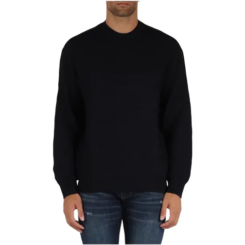 Virgin Wool Logo Sweater Ribbed Cuffs , male, Sizes: 2XL, 3XL, M, XL, L - Emporio Armani - Modalova