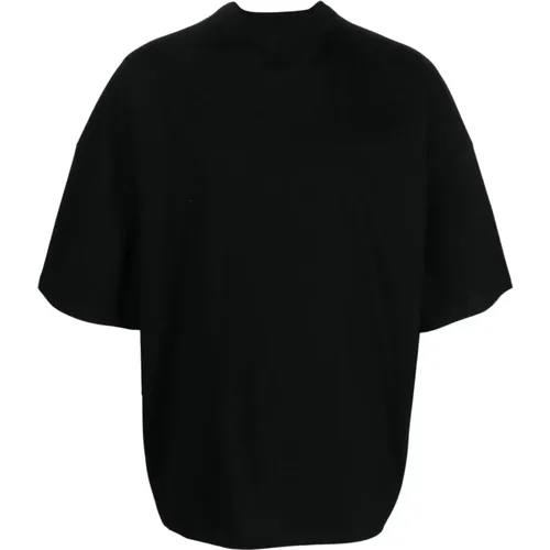 Schwarzes Baumwoll Rundhals T-Shirt , Herren, Größe: M - Jil Sander - Modalova