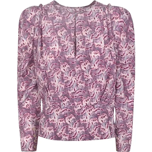 Mauve Seidenmischung Grafikdruck Top - Isabel marant - Modalova