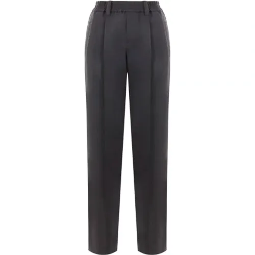 Anthracite Drill Cotton Stretch Trousers , female, Sizes: XS, 2XS, M, S - BRUNELLO CUCINELLI - Modalova