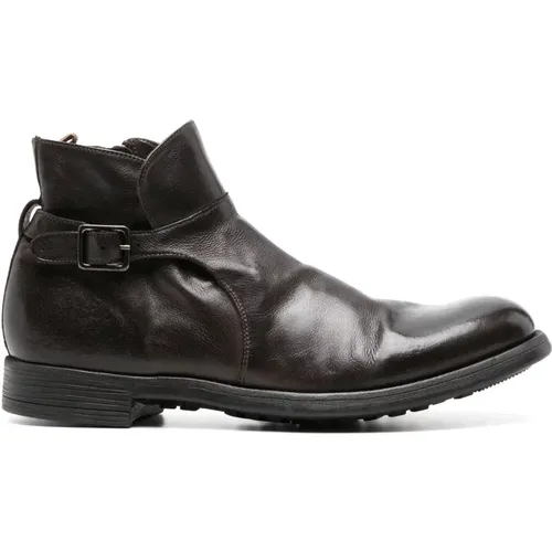 Leather Zipped Boots with Suede Lining , male, Sizes: 9 UK - Officine Creative - Modalova