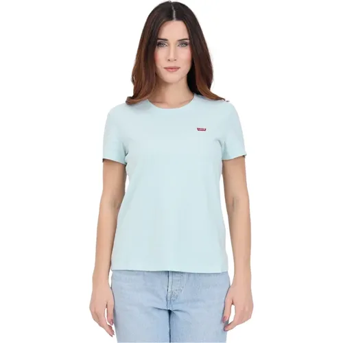 Pastellblaues Housemark Logo Damen T-Shirt Levi's - Levis - Modalova