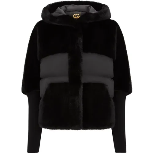 Luxuriöse Faux Fur Jacket - Schwarz , Damen, Größe: 2XL - Cesare Gaspari - Modalova