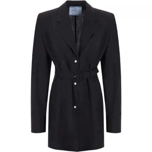 Wool and Mohair Long Jacket , female, Sizes: XS - Prada - Modalova
