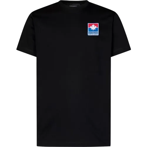 Schwarzes T-Shirt mit Logopatch , Herren, Größe: S - Dsquared2 - Modalova