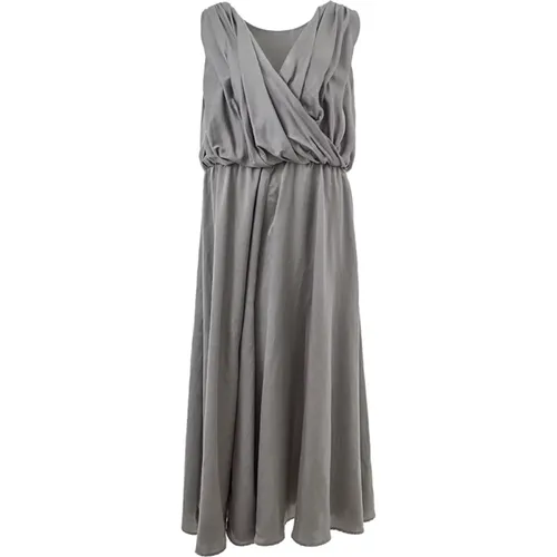 Grey Elegant Silk Dress , female, Sizes: XS - Lardini - Modalova