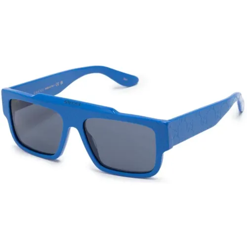Blaue Sonnenbrille mit Originalzubehör , Herren, Größe: 56 MM - Gucci - Modalova