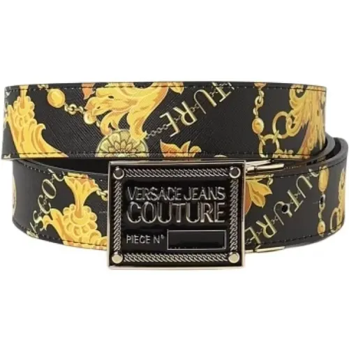 Leather Belt With Logo Print , unisex, Sizes: 90 CM - Versace Jeans Couture - Modalova