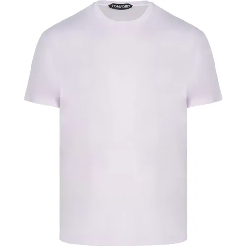 Lilac Lyocell Cotton T-Shirt , male, Sizes: S, L - Tom Ford - Modalova