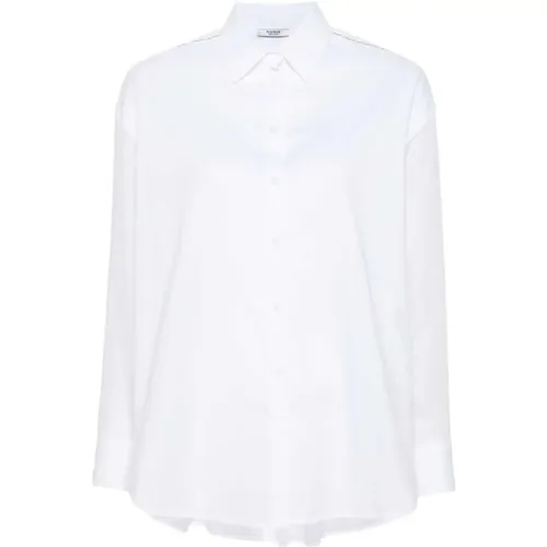 Rhinestone-Embellished Cotton Shirt , female, Sizes: M - PESERICO - Modalova