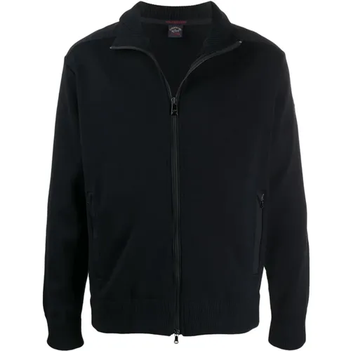 Iconic Badge Wolle Full Zip Pullover , Herren, Größe: L - PAUL & SHARK - Modalova