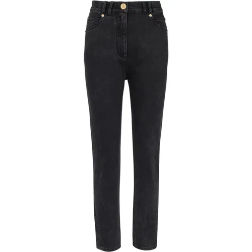 Slim-fit Denim-Jeans mit klassischen Taschen , Damen, Größe: L - Balmain - Modalova