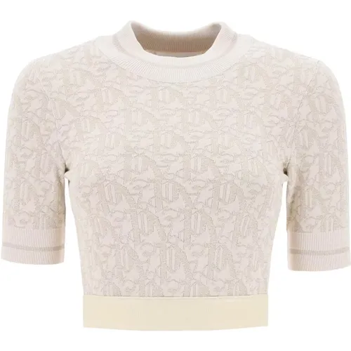 Monogramm Lurex Strick Crop Top , Damen, Größe: L - Palm Angels - Modalova