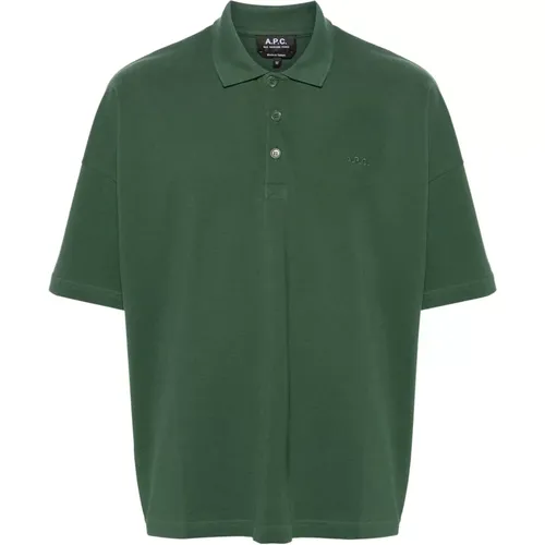 Grünes Baumwoll-Poloshirt Piqué-Stil , Herren, Größe: XL - A.p.c. - Modalova
