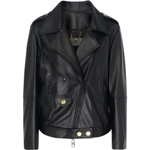 Leather Jacket , female, Sizes: S, M - Elisabetta Franchi - Modalova