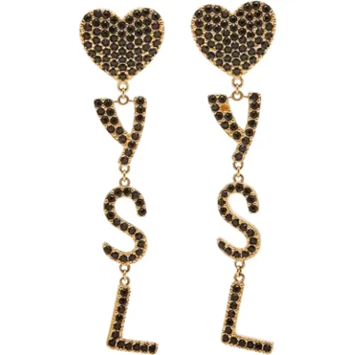 Pre-owned Gold earrings , female, Sizes: ONE SIZE - Yves Saint Laurent Vintage - Modalova