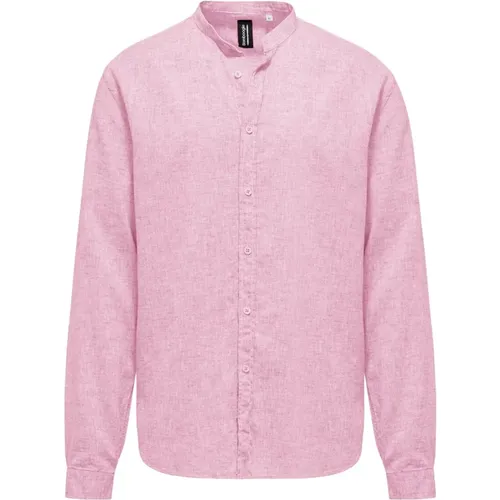 Linen/Cotton Mandarin Collar Shirt , male, Sizes: XL, M, S, 2XL, L - BomBoogie - Modalova
