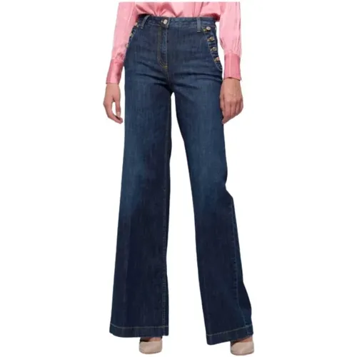 Flared High-Waisted Jeans with Button Detail , female, Sizes: 4XL, 2XL - Kocca - Modalova