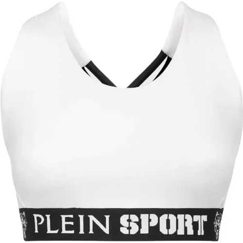 Weißes Logo Top Runder Ausschnitt , Damen, Größe: XL - Plein Sport - Modalova