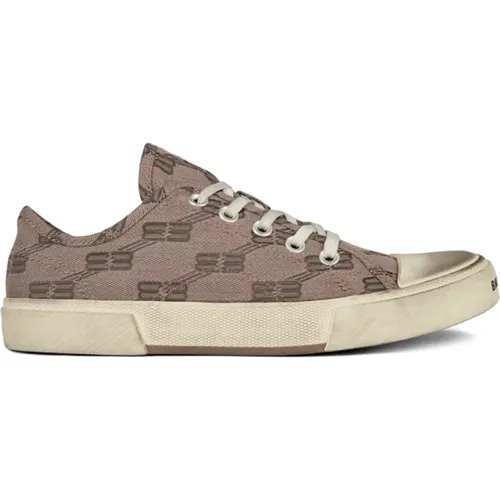 Monogram Low Sneakers Dark Mink Grey , male, Sizes: 8 UK - Balenciaga - Modalova