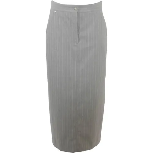 Striped Grey Midi Skirt , female, Sizes: XS, S - Moschino - Modalova