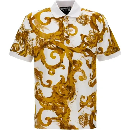 White/Gold Polo Shirt , male, Sizes: M, L, XL - Versace Jeans Couture - Modalova
