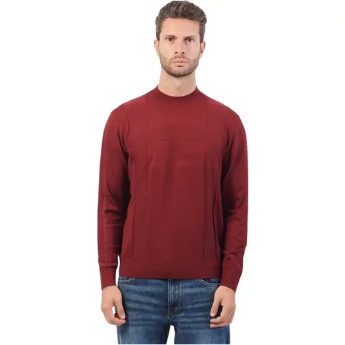 Bordeaux Pullover Macrologo Geprägter Stoff , Herren, Größe: L - Armani Exchange - Modalova