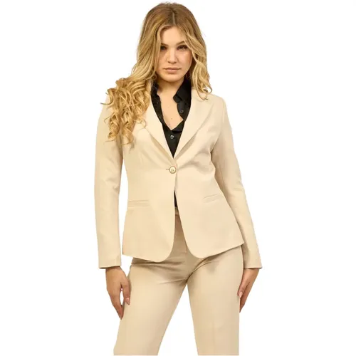 Single-Breasted Jacket with Logo Button , female, Sizes: S, XL, 2XL - YES ZEE - Modalova