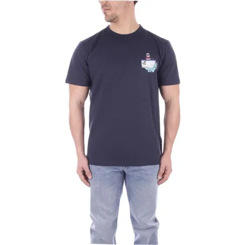 Blaues Logo Front T-Shirt , Herren, Größe: M - Woolrich - Modalova