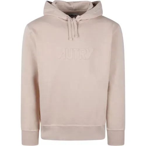 Cotton Hooded Sweatshirt with 3D Logo , male, Sizes: S, XL - Autry - Modalova