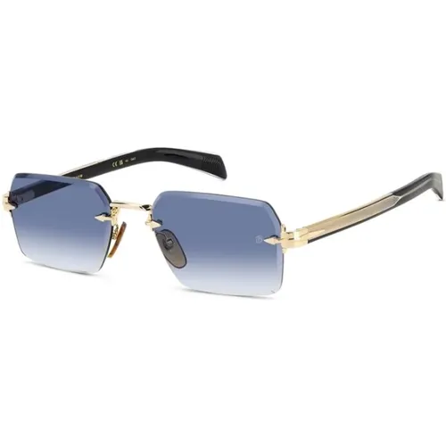 Gold Black Dk Blue Shaded Sunglasses , female, Sizes: 56 MM - Eyewear by David Beckham - Modalova