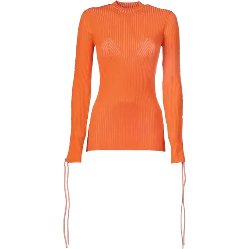 Oranger Pullover - Slim Fit - Kaltes Wetter - 82% Viskose - 18% Polyester , Damen, Größe: XS - Off White - Modalova
