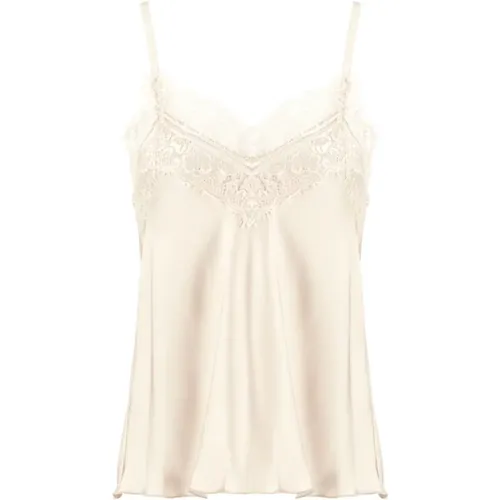 Lace Detailed Top with Thin Straps , female, Sizes: S, M - Aniye By - Modalova