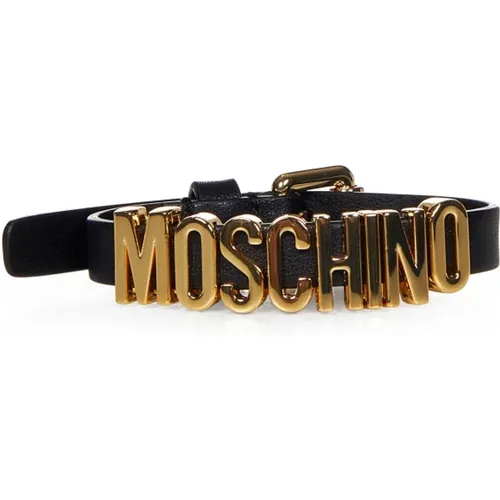 Elegantes Schwarzes Lederarmband - Moschino - Modalova