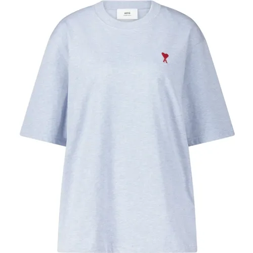Logo Embroidered Loose Fit T-Shirt , female, Sizes: M, 2XS, XS, L, S - Ami Paris - Modalova