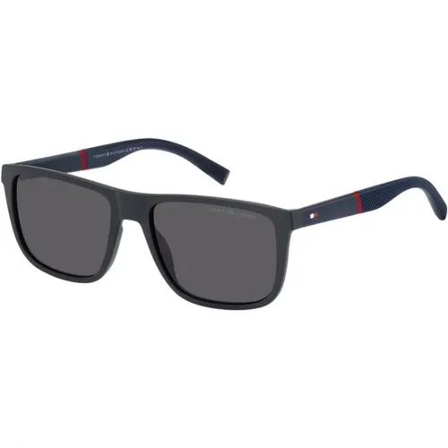 Matte Blaue Sonnenbrille mit Grauen Gläsern - Tommy Hilfiger - Modalova